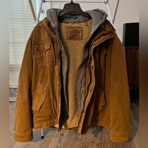 Levi’s Mens Sherpa Lined Coat with Removable Hood